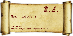 Mayr Lotár névjegykártya